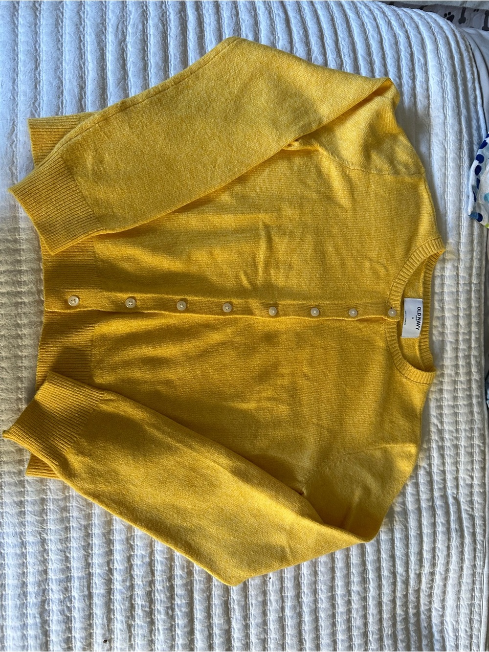 Old Navy Bright Yellow Button-Front Crewneck Cardigan